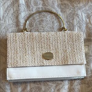 SHEIN Cream and Gold Woven Clutch
